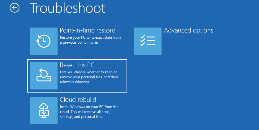 Reset this PC (PBR)